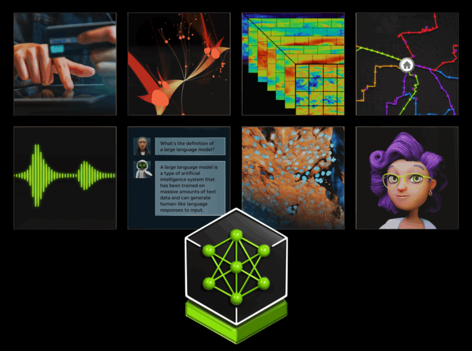 NVIDIA AI Entprise Renderings on Screens and Cube with Orbs
