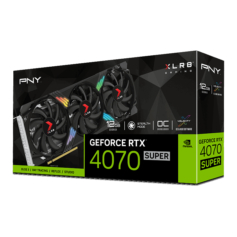 PNY GeForce RTX 4070™ SUPER 12GB XLR8 Gaming VERTO™ EPIC-X RGB™ Overclocked  Triple Fan DLSS 3