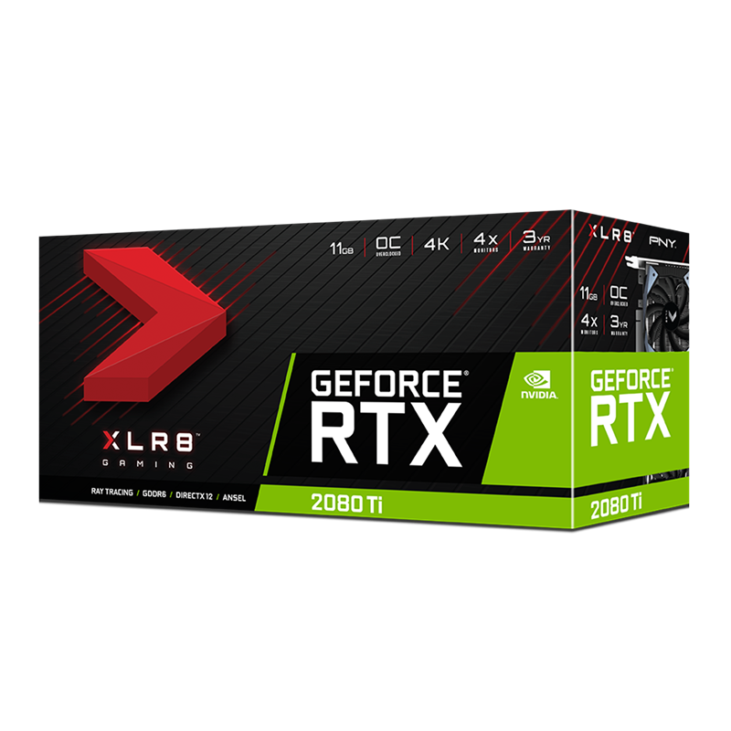 PNY GeForce RTX™ 2080 Ti 11GB XLR8 Gaming Overclocked Edition Triple Fan